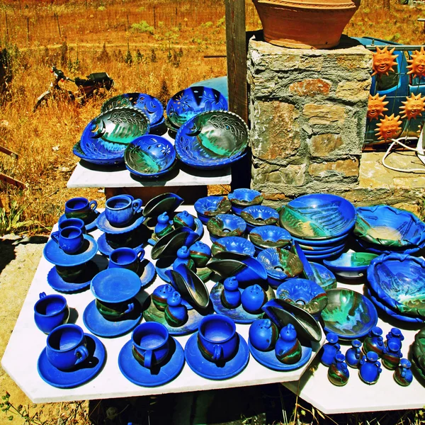 Greek pottery shop, Crete — Stock Photo, Image