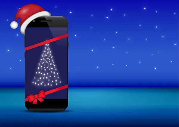 Smartfon Wersji Prezent Świąteczny — Zdjęcie stockowe