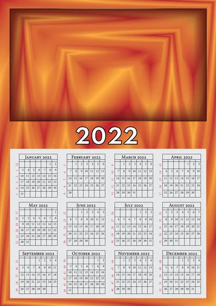 Singola Pagina Calendario Anno 2022 Personalizzabile Con Foto — Foto Stock