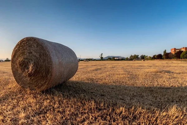 Countryside Landscape Bales Hay Foreground — Stock Photo, Image