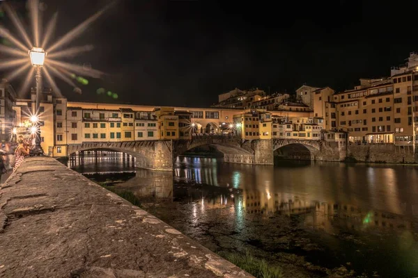 Ponte Vecchio Noche Florencia — Foto de Stock