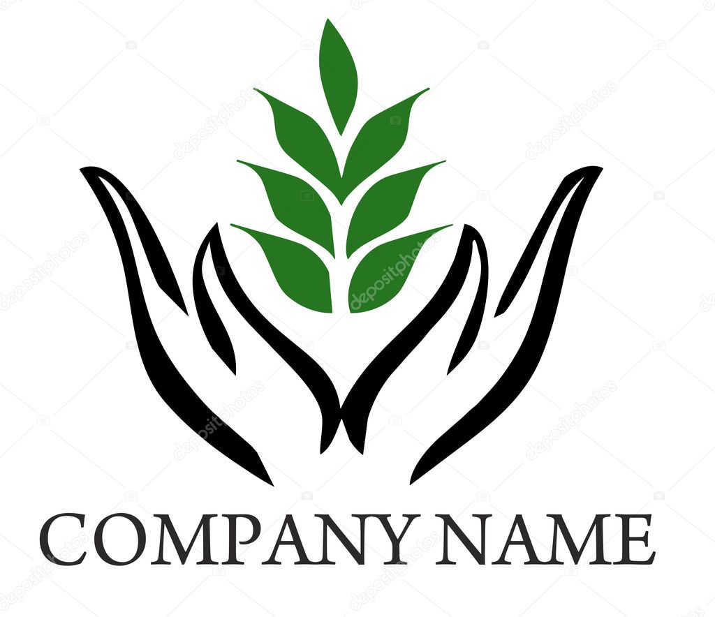 Hands protecting new green plant - logo