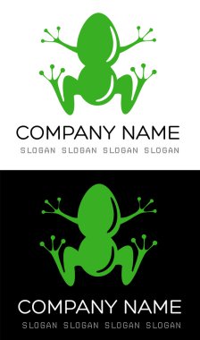 Green frog logo vector clipart