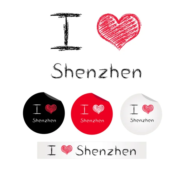 Illustration i love Shenzhen — Stock Vector