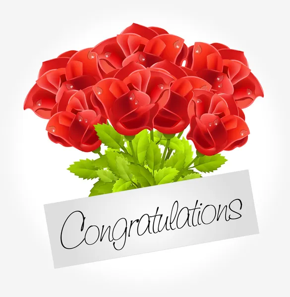 Συγχαρητήρια - Μπουκέτο τριαντάφυλλα — Διανυσματικό Αρχείο