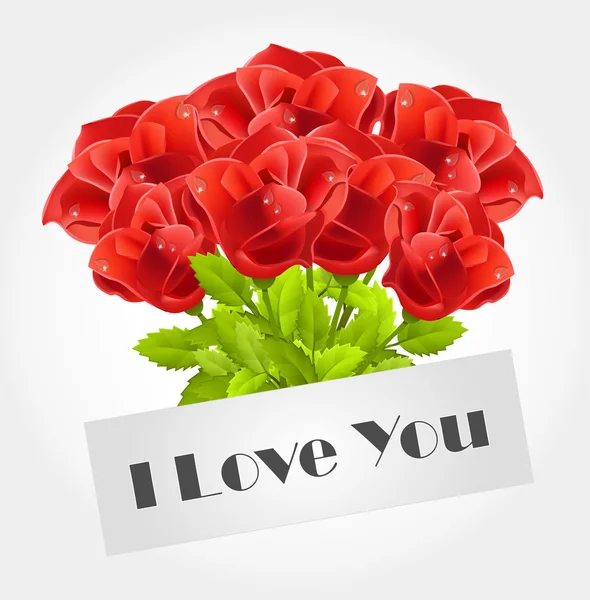 I love you - Bouquet of roses — Stock Vector