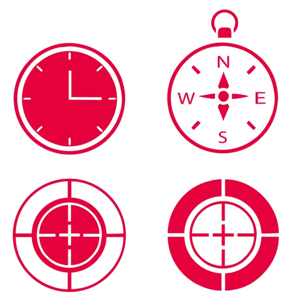 Illustrazione di orologio, bussola e scopo — Vettoriale Stock