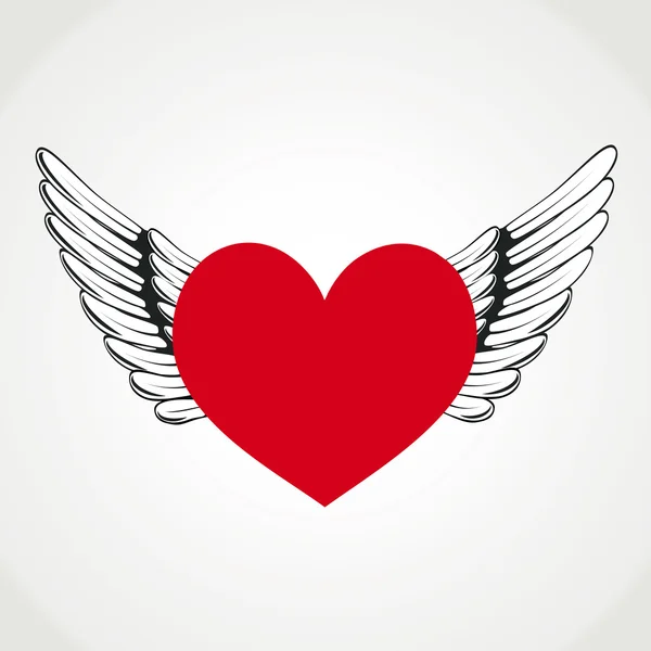 Wings and heart symbol vector — Stock Vector