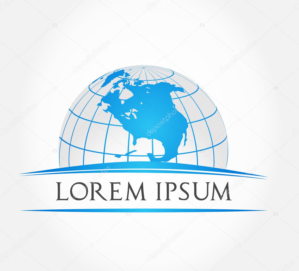 Globe symbol. Vector illustration. Planet logo.