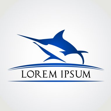 Marlin balığı etiket - vektör simge illüstrasyon