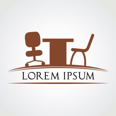 Ofis mobilya sandalye ve masa simgesi