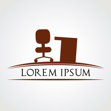 Ofis mobilya sandalye ve masa simgesi