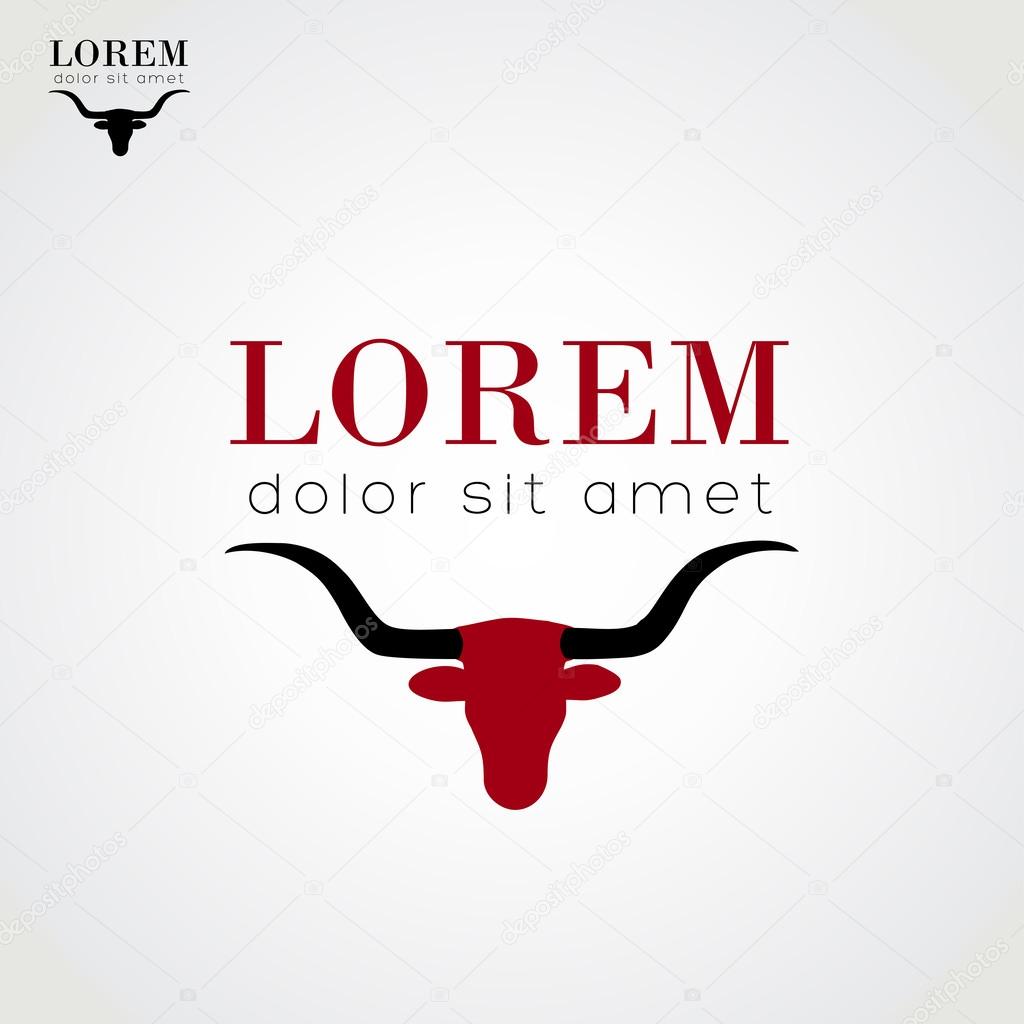 Long Horn Steer vector logo. Bull.