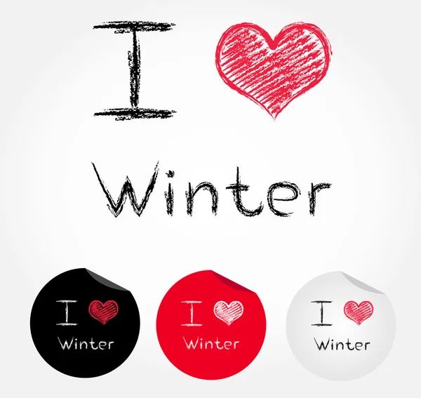 Eu amo o inverno — Vetor de Stock