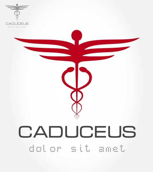 Simbolo medico del Caduceo. Emblema per farmacia o medicina . — Vettoriale Stock