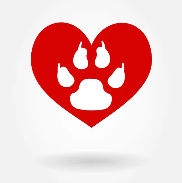 Amor Paw Print — Vetor de Stock