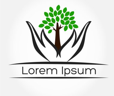 ellerimde, vektör imge içinde ağaç