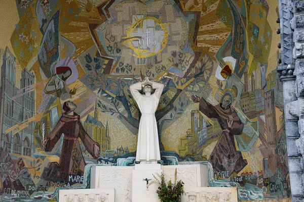 Lourdes França Outubro 2021 Arte Religiosa Mosaicos Entrada Catedral Santuário — Fotografia de Stock