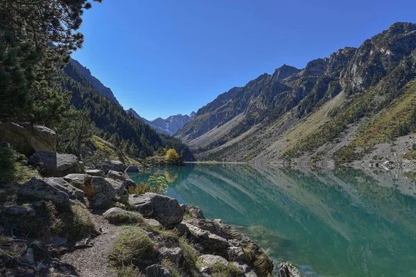 Květáky Francie Října 2021 Tyrkysové Vody Lac Gaube Pyrenejském Národním — Stock fotografie