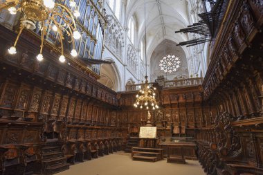 Burgos, İspanya - 16 Ekim 2021: Santa Maria, Burgos, Kastilya ve Leon Katedrali Korosu