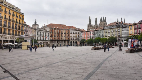 Burgos Spanien Oktober 2021 Bunte Gebäude Auf Der Plaza Mayor — Stockfoto