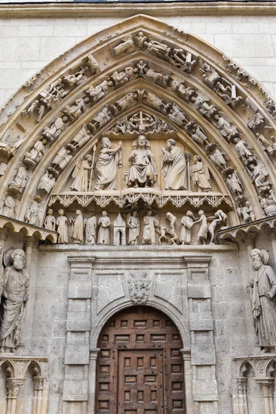 Burgos España Oct 2021 Tallados Piedra Elaborados Entrada Catedral Santa — Foto de Stock