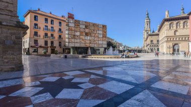 Zaragoza, İspanya - 23 Ekim 2021: Zaragoza, İspanya 'daki Caesaraugusta Forum Müzesi