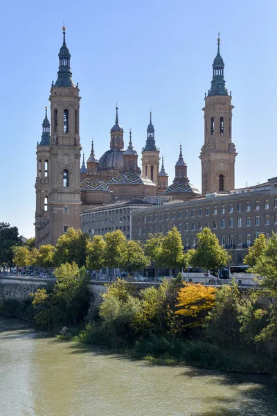 Zaragoza Espanha Outubro 2021 Basílica Nossa Senhora Pilar Rio Ebro — Fotografia de Stock