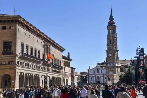 Zaragoza Espanha Outubro 2021 Vista Praça Plaza Del Pilar Zaragoza — Fotografia de Stock