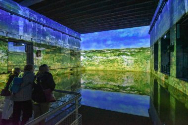 Bordeaux, Fransa - 7 Kasım 2021: 'Bassins de Lumieres' in 'üs sous-marins' 2.