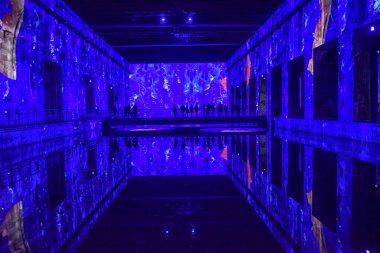 Bordeaux, Fransa - 7 Kasım 2021: 'Bassins de Lumieres' in 'üs sous-marins' 2.