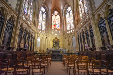 Bordeaux, Fransa - 7 Kasım 2021: Katedralin İçi Saint Andre (St. Andrews Katedrali), Bordeaux, Gironde, Aquitaine, Fransa