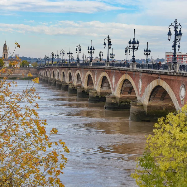 Bordéus França Novembro 2021 Ponte Pont Pierre Sobre Rio Garonne — Fotografia de Stock