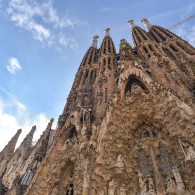 Barselona, İspanya - 22 Kasım 2022: Sagrada Familia Tapınağı, Gaudi, Barcelona, Katalonya, İspanya