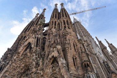Barselona, İspanya - 22 Kasım 2022: Sagrada Familia Tapınağı, Gaudi, Barcelona, Katalonya, İspanya