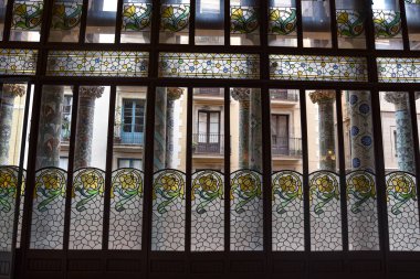 Barcelona, İspanya - 23 Kasım 2021: Palau de la Musica Catalana konser salonu, Barcelona, Katalonya, İspanya