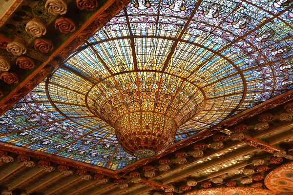 Βαρκελώνη Ισπανία Nov 2021 Γυάλινη Οροφή Θόλου Palau Musica Catalana — Φωτογραφία Αρχείου