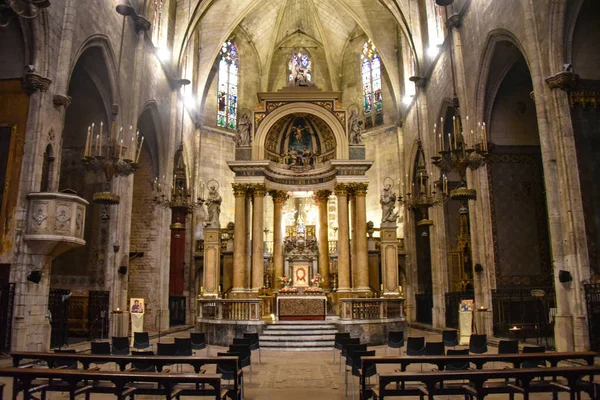 Barcelona Spain Nov 2021 Interior Basilica Dels Sants Martirs Just — Stock Photo, Image