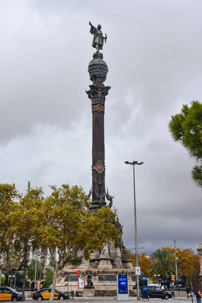 Barcelona Spanje Nov 2021 Standbeeld Van Christoffel Columbus — Stockfoto