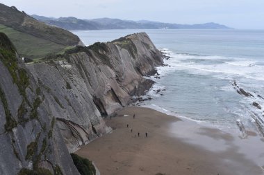 Bask Sahili 'nde Flysch Rock oluşumları. Zumaia, Gipuzkoa, İspanya