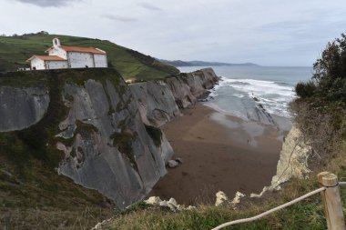Bask Sahili 'nde Flysch Rock oluşumları. Zumaia, Gipuzkoa, İspanya