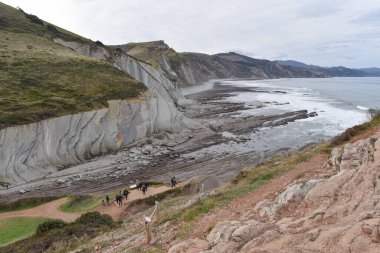 Bask Sahili 'nde Flysch Rock oluşumları. Zumaia, Gipuzkoa, İspanya