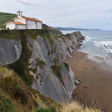 Bask Sahili 'nde Flysch Rock oluşumları. Zumaia, Gipuzkoa, İspanya