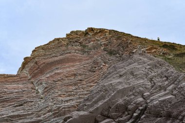 Bask Sahili 'nde Flysch Rock oluşumları. Zumaia, Gipuzkoa, İspanya