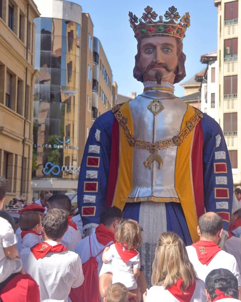 Pamplona Spain July 2022 Effigy Statues Carried Streets San Fermin — Stock Photo, Image