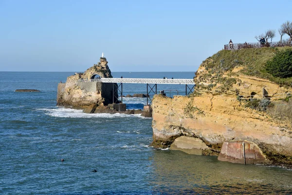 Biarritz Francia Ene 2022 Rocher Vierge Roca Virgen Port Vieux — Foto de Stock