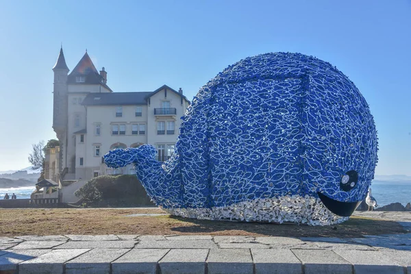 Biarritz France Jan 2022 Whale Sculpture Art Installation Port Vieux — Stock Photo, Image