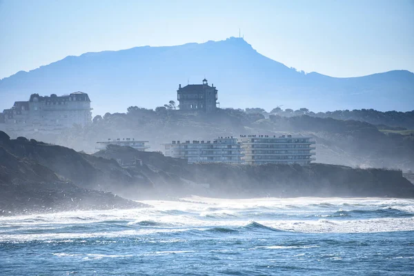 Paysages Hivernaux Long Plage Côte Des Basques Biarritz France — Photo