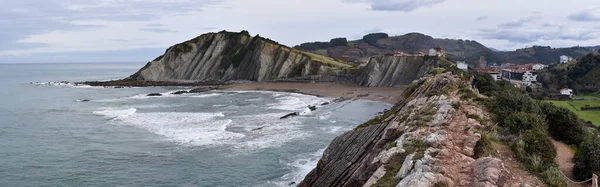 Formações Flysch Rock Costa Basca Zumaia Gipuzkoa Espanha — Fotografia de Stock