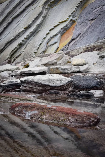 Formações Flysch Rock Costa Basca Zumaia Gipuzkoa Espanha — Fotografia de Stock